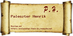 Paleszter Henrik névjegykártya